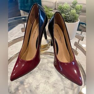 Christian Siriano Two-Tone Patent Pointed-Toe high heels Burgundy & Black size 9